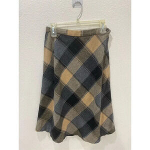 rrrruss Women's Vintage Plaid Wool Midi Skirt Size 26 inch waist Multicolor